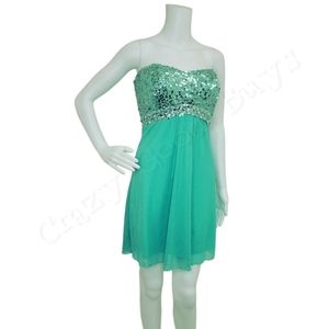 Speechless Aqua Junior's Strapless Homecoming Party Mini Dress, Sparkles, 13